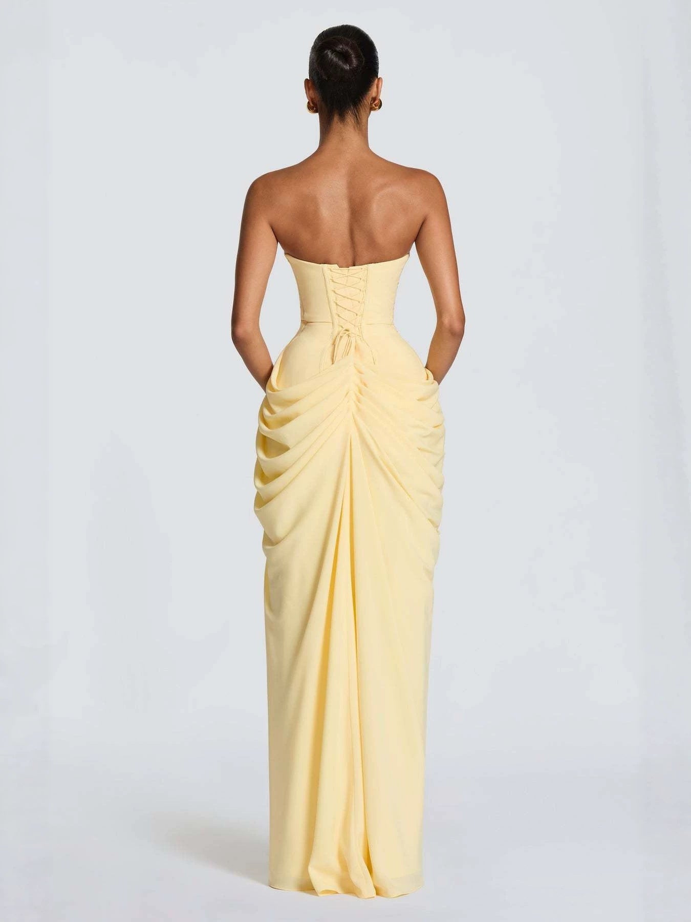 French Style Lace Trim Backless Dress