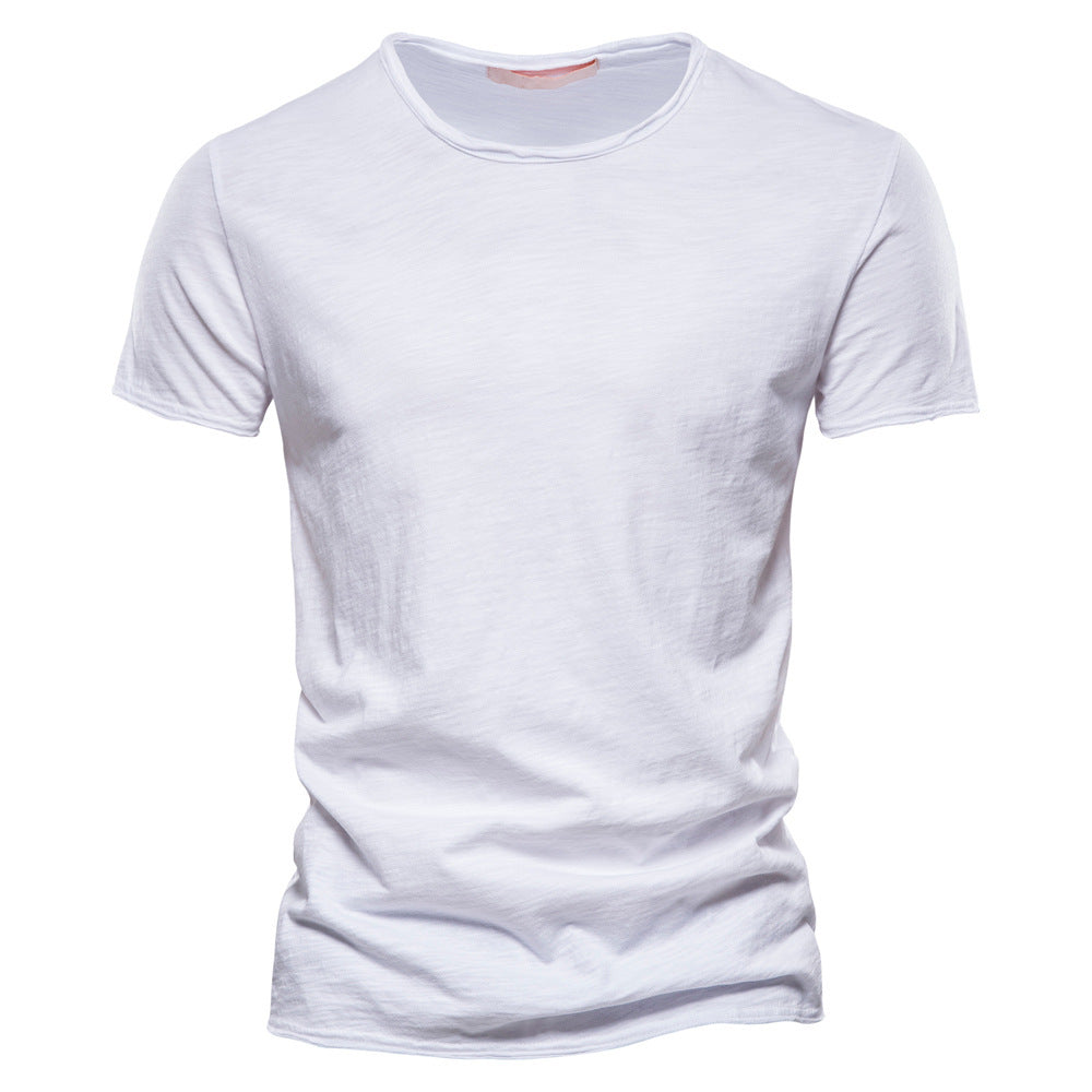 Mens Solid Color V-Neck Cotton T-Shirt