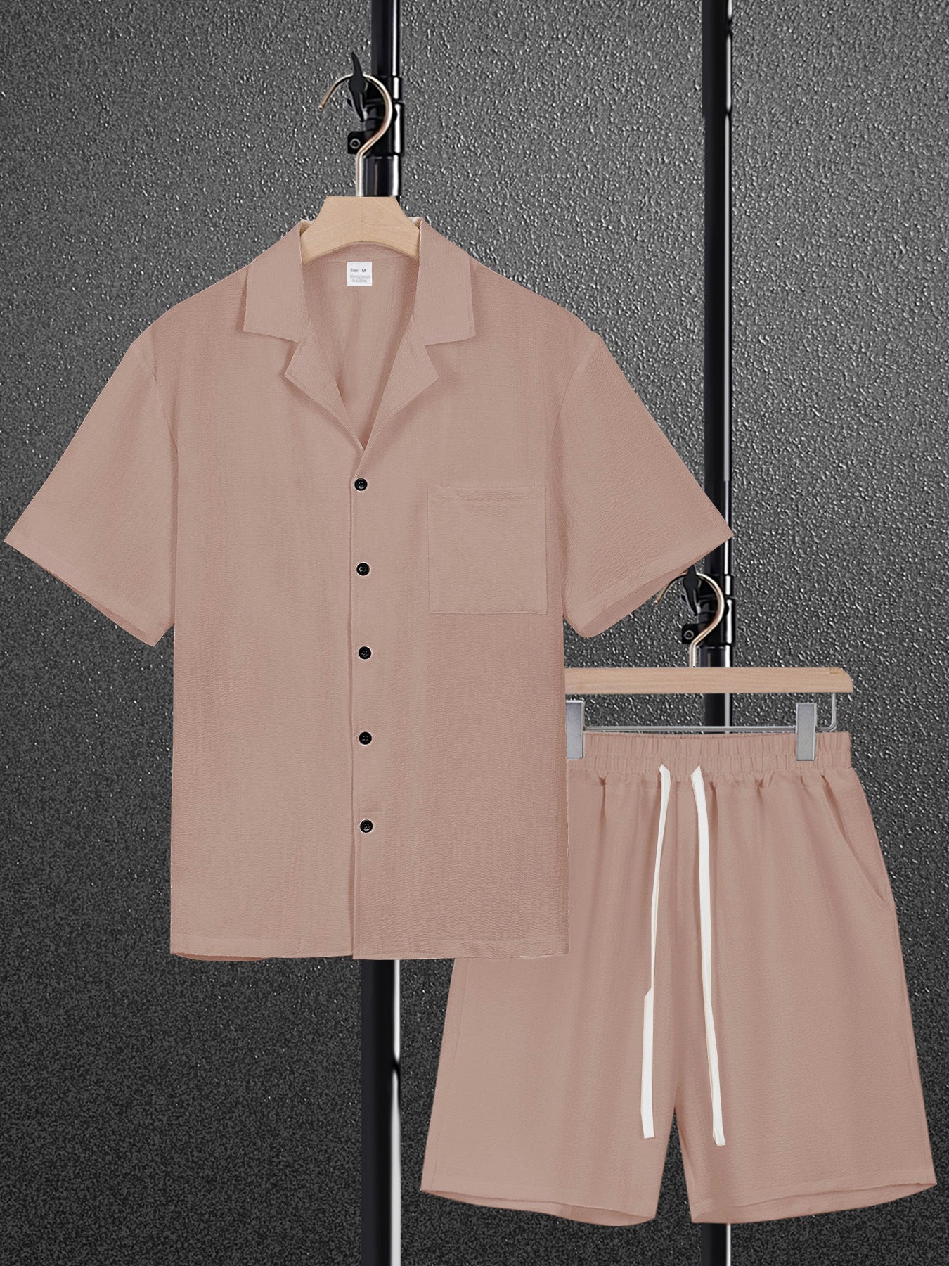Mens Cotton Linen Short Sleeve Shirt Set
