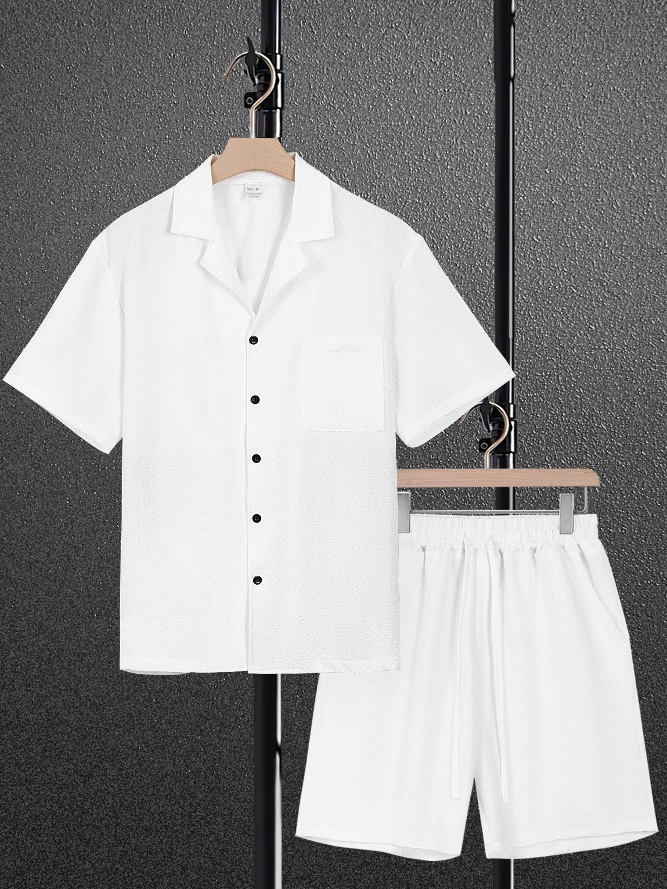 Mens Cotton Linen Short Sleeve Shirt Set