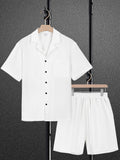 Mens Cotton Linen Short Sleeve Shirt Set