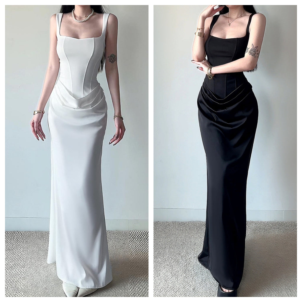 Sleeveless Backless Bodycon Long Dress with Fish Tail Hem