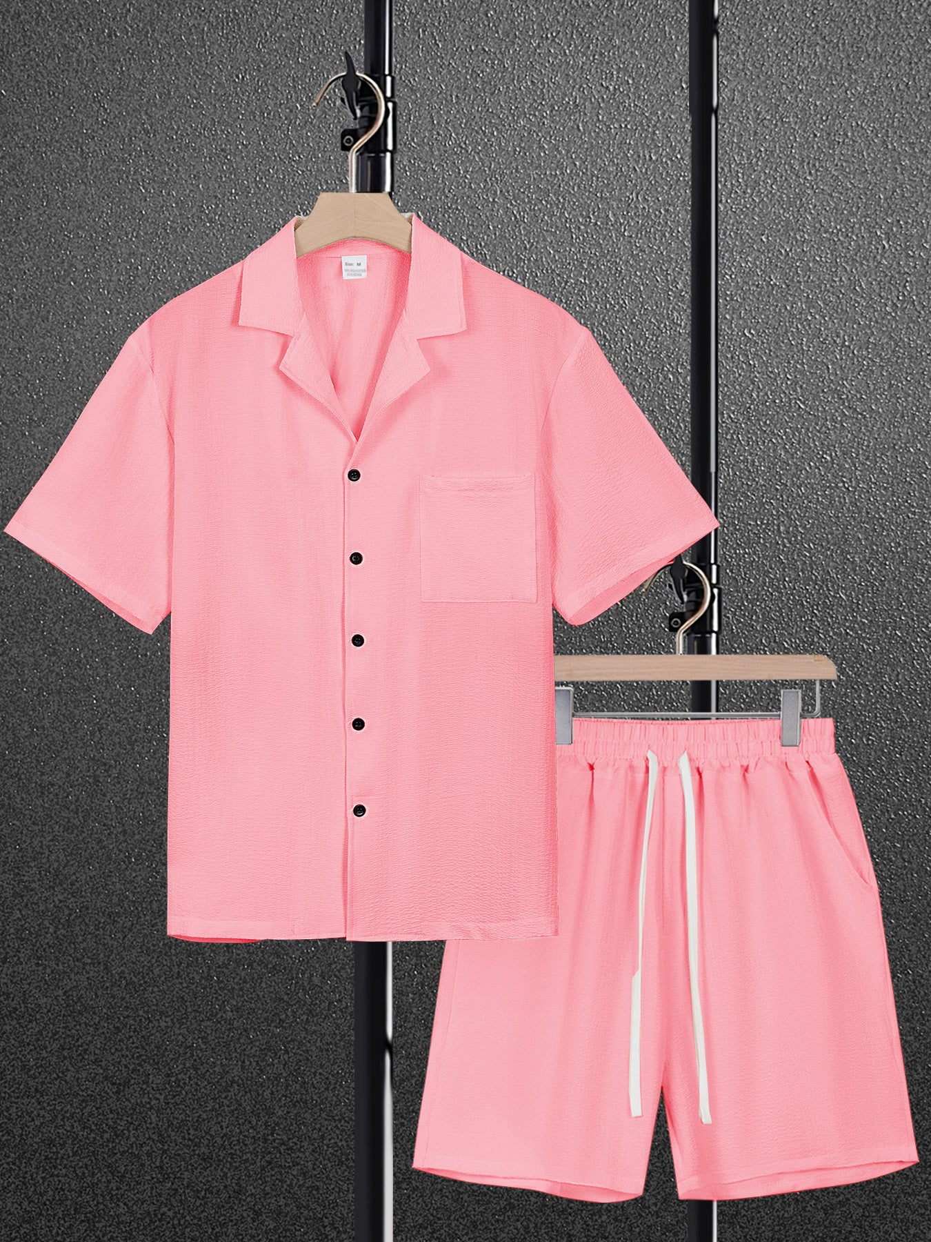 Mens Cotton Linen Short Sleeve Shirt Set